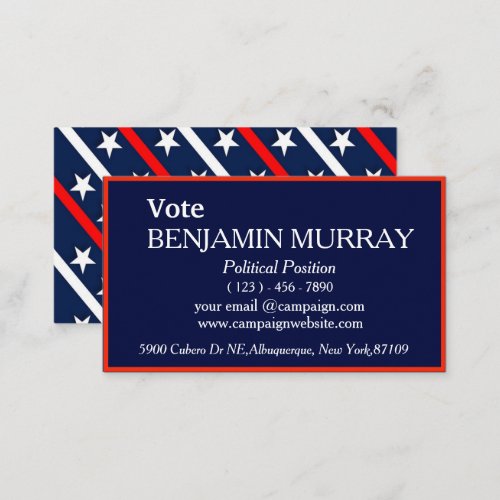 Stars and Stripes Political Campaign   Business Card