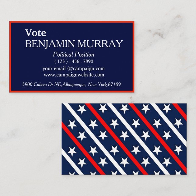 Stars and Stripes Political Campaign   Business Card (Front/Back)