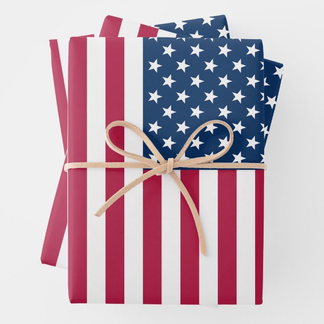 Stars and Stripes (portrait orientation) Wrapping Paper Sheets (In situ)