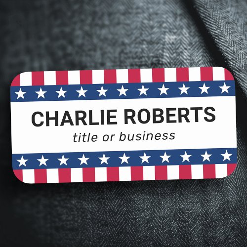 Stars and stripes red blue white patriotic name tag