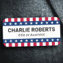 Stars and stripes red blue white patriotic name tag