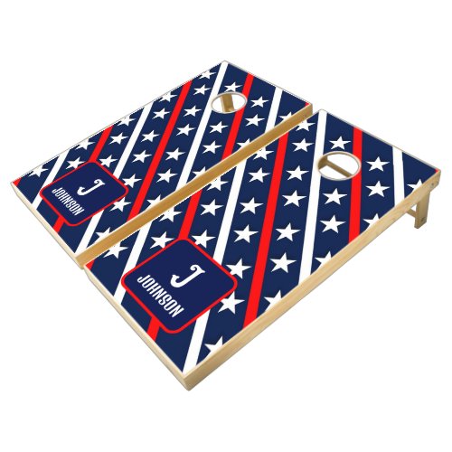 Stars And Stripes Red White And Blue Patriotic  Cornhole Set