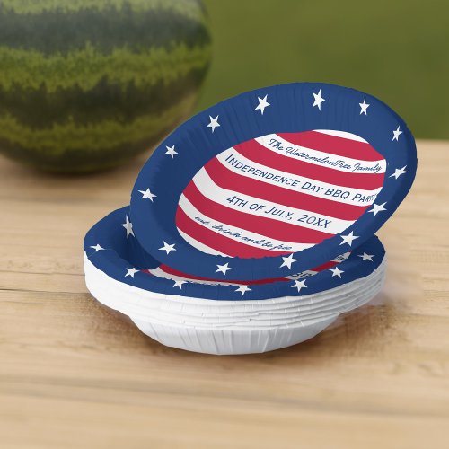 Stars and Stripes Red White and Blue Patriotic Paper Bowls