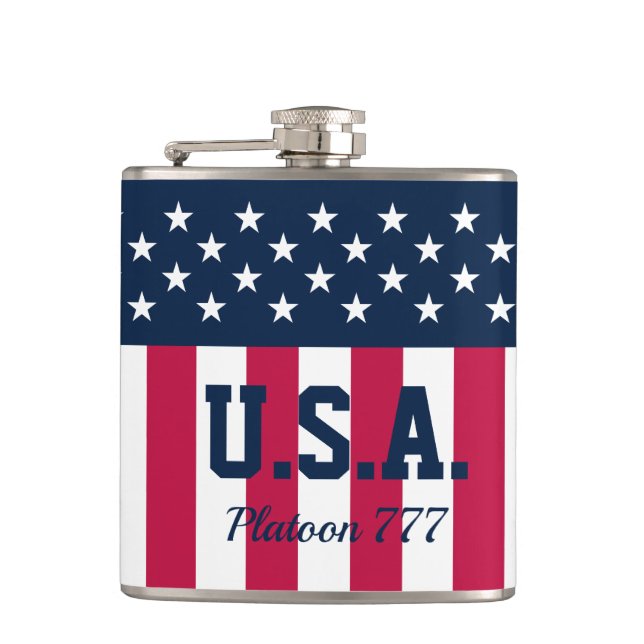 Stars and Stripes Red White Blue Flask (Front)