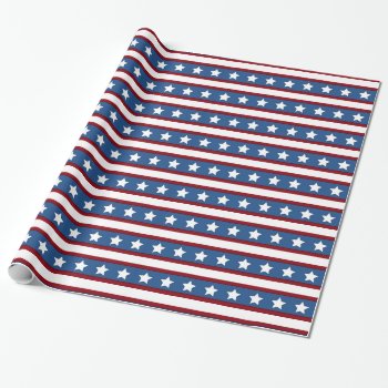 Stars And Stripes Red White Blue Presidential Wrap Wrapping Paper by shotwellphoto at Zazzle