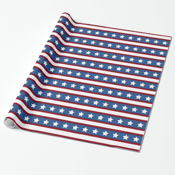 Stars and Stripes Red White Blue Presidential wrap Wrapping Paper | Zazzle