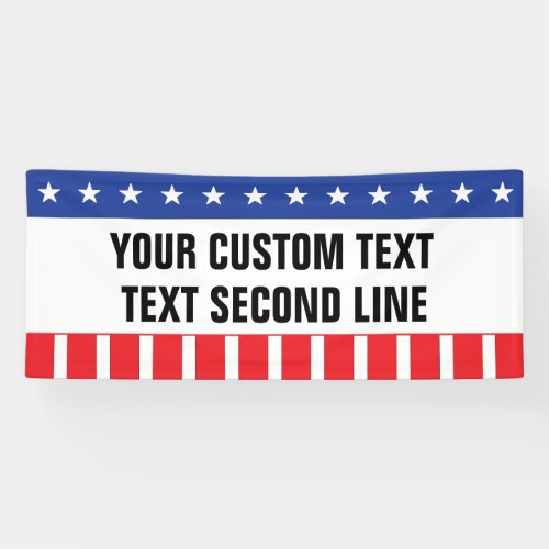 Stars and stripes red white blue with your words banner