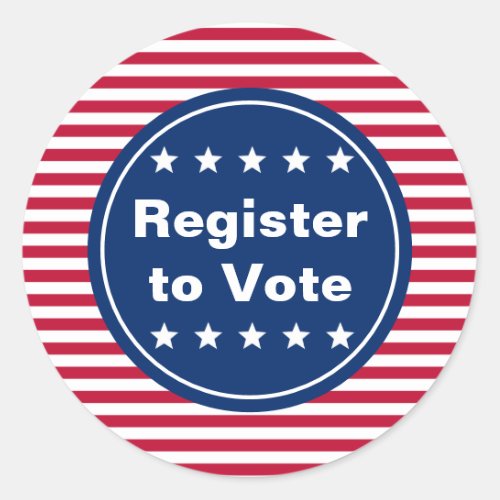 Stars and Stripes Register to Vote Text Template Classic Round Sticker