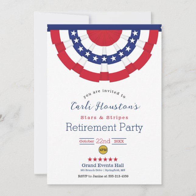 Stars and Stripes Retirement Party Invitation (Front)