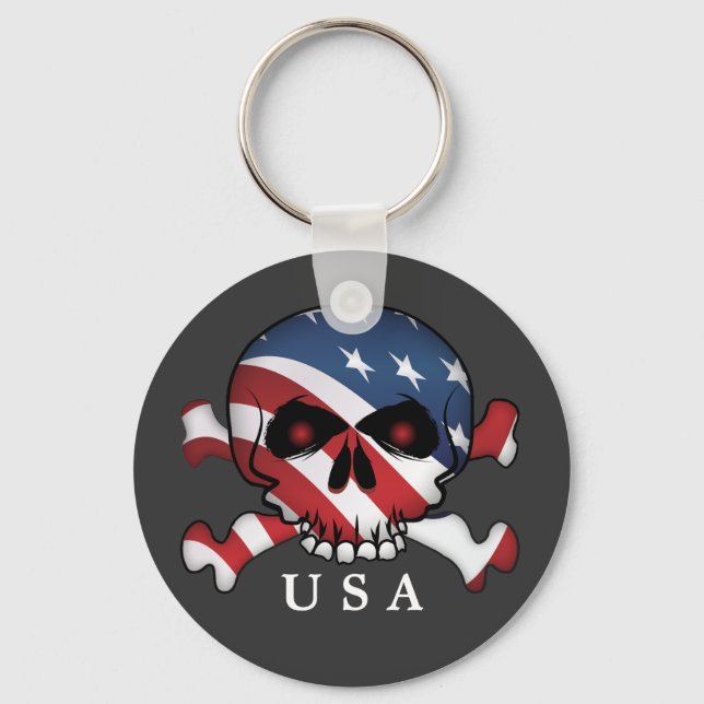 Stars and Stripes Skull Keychain (Front)