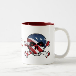 Stars and Stripes Skull, Two-Tone Coffee Mug