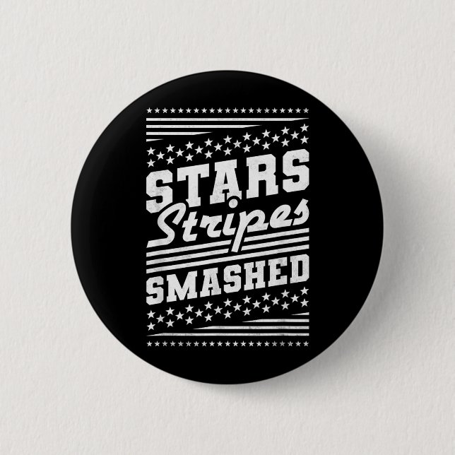 Stars and Stripes Smashed Independence Day Button (Front)