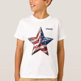 "Stars and Stripes" Star Shaped with Name Boy's T-Shirt
