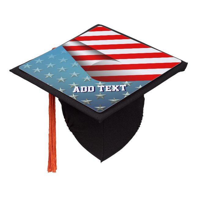Stars And Stripes Style Graduation Cap Topper (Angled)