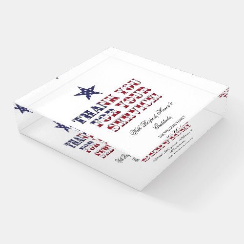 Stars and Stripes Text Thank You for Your Service Paperweight