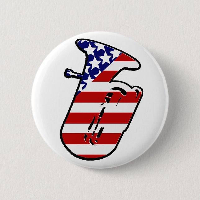 Stars and Stripes Tuba Pinback Button (Front)