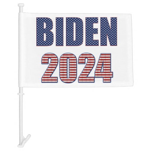 Stars and Stripes Typography Biden 2024 Car Flag