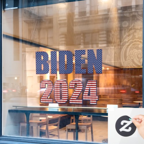 Stars and Stripes Typography Biden 2024 Window Cling