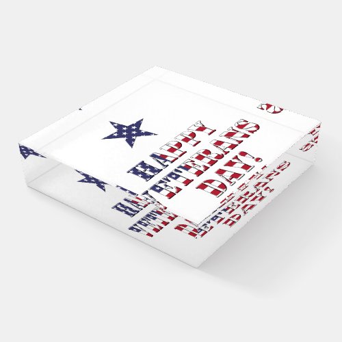 Stars and Stripes Typography Happy Veterans Day Paperweight
