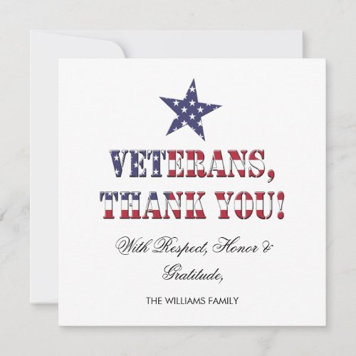Stars and Stripes Typography Veterans Thank You