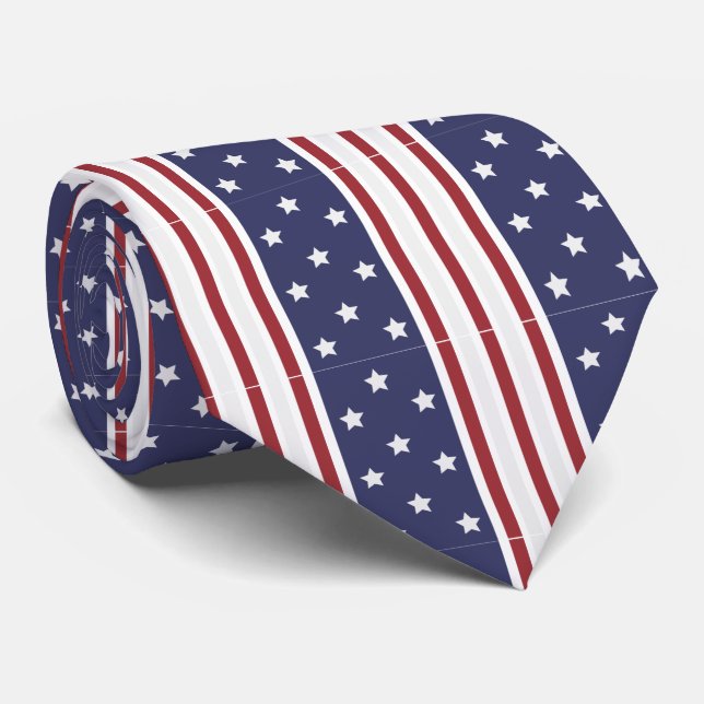 Stars and Stripes USA Flag 4th of July Neck Tie (Rolled)