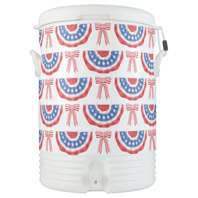 Stars and Stripes USA Flag Bunting American Summer Beverage Cooler (Front)