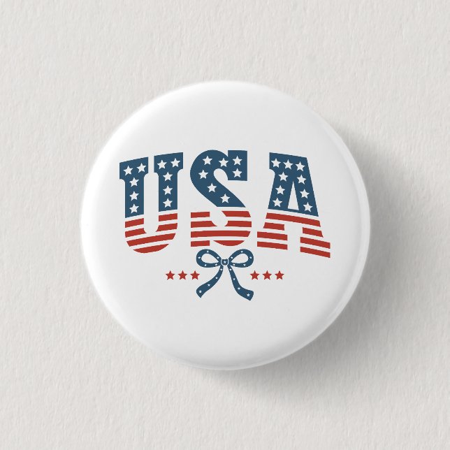 Stars and Stripes USA Independence Day Patriotic Button (Front)