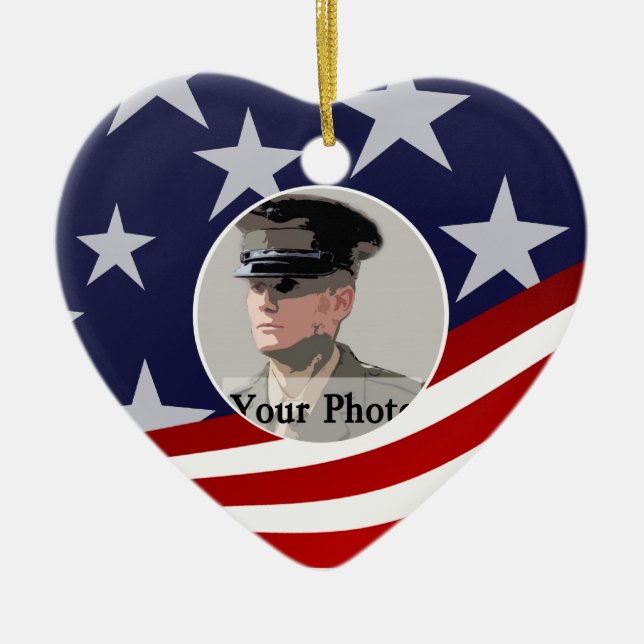 Stars and Stripes USA /  Military Prayer Ceramic Ornament (Front)