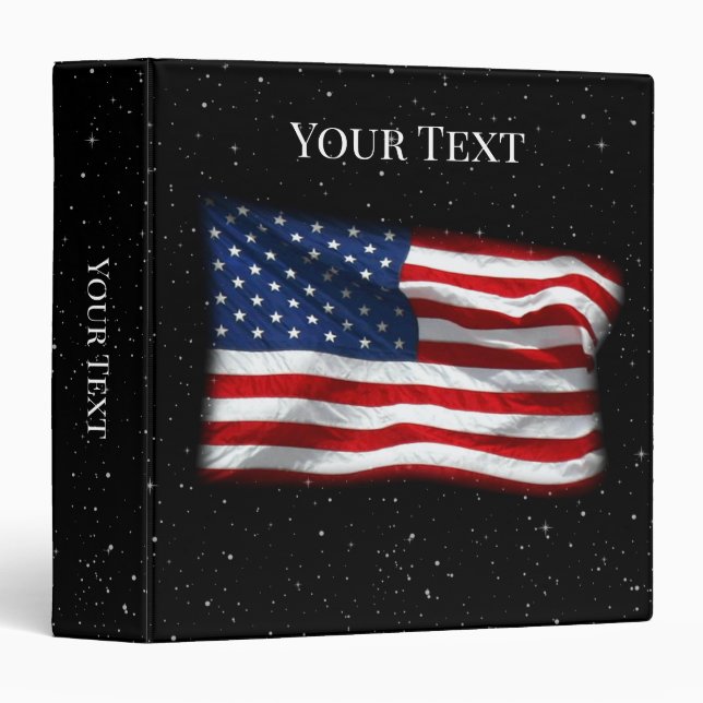 Stars and Stripes USA Patriotic American Flag 3 Ring Binder (Front/Spine)