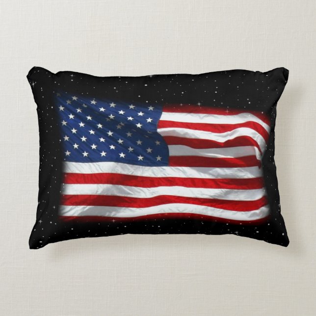 Stars and Stripes USA Patriotic American Flag Accent Pillow (Front)