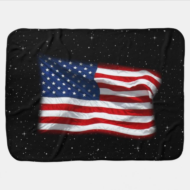 Stars and Stripes USA Patriotic American Flag Baby Blanket (Horizontal)