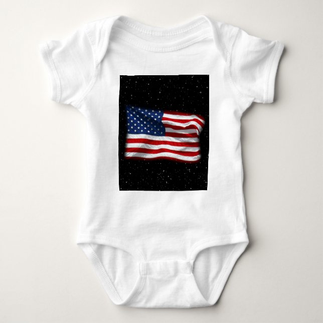 Stars and Stripes USA Patriotic American Flag Baby Bodysuit (Front)