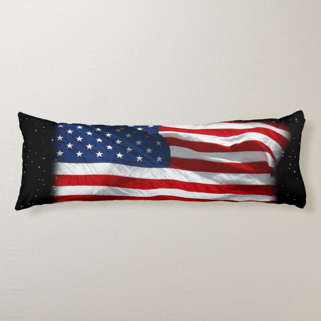 Stars and Stripes USA Patriotic American Flag Body Pillow (Front)