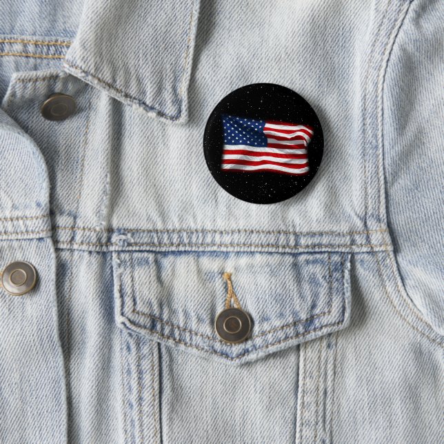 Stars and Stripes USA Patriotic American Flag Button (In Situ)