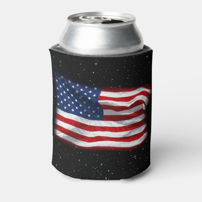 Stars and Stripes USA Patriotic American Flag Can Cooler (Can Back)