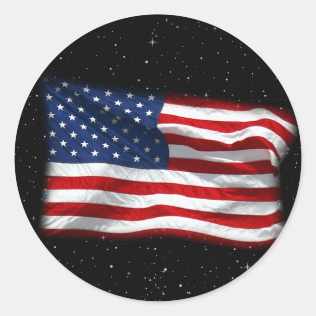 Stars and Stripes USA Patriotic American Flag Classic Round Sticker (Front)