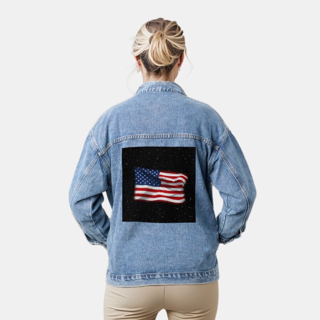 Stars and Stripes USA Patriotic American Flag Denim Jacket (Model)