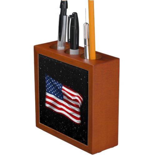Stars and Stripes USA Patriotic American Flag Desk Organizer