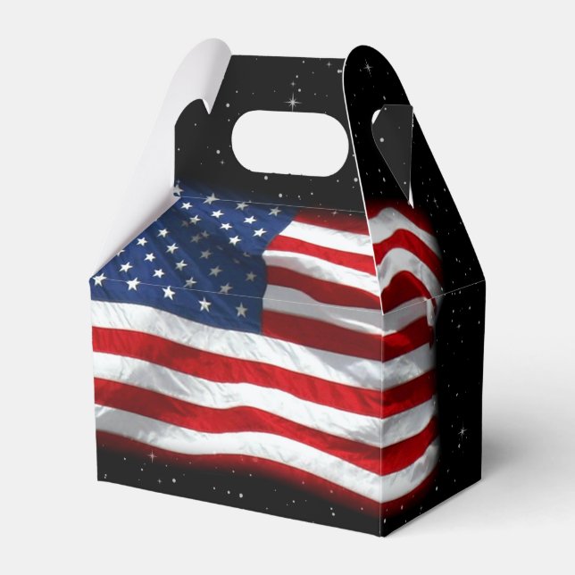 Stars and Stripes USA Patriotic American Flag Favor Boxes (Front Side)