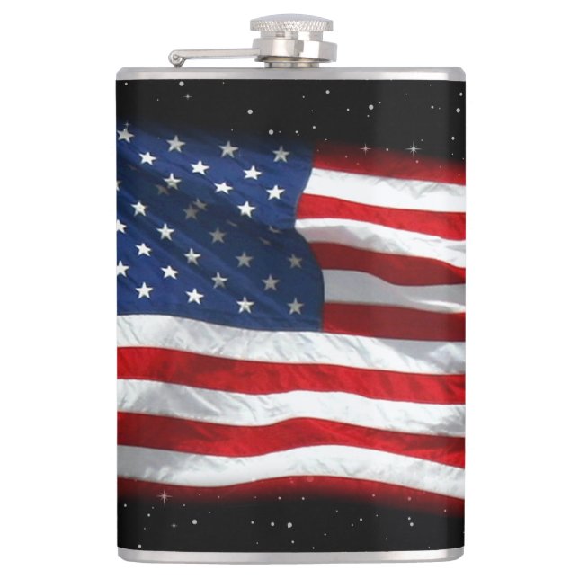 Stars and Stripes USA Patriotic American Flag Flask (Front)