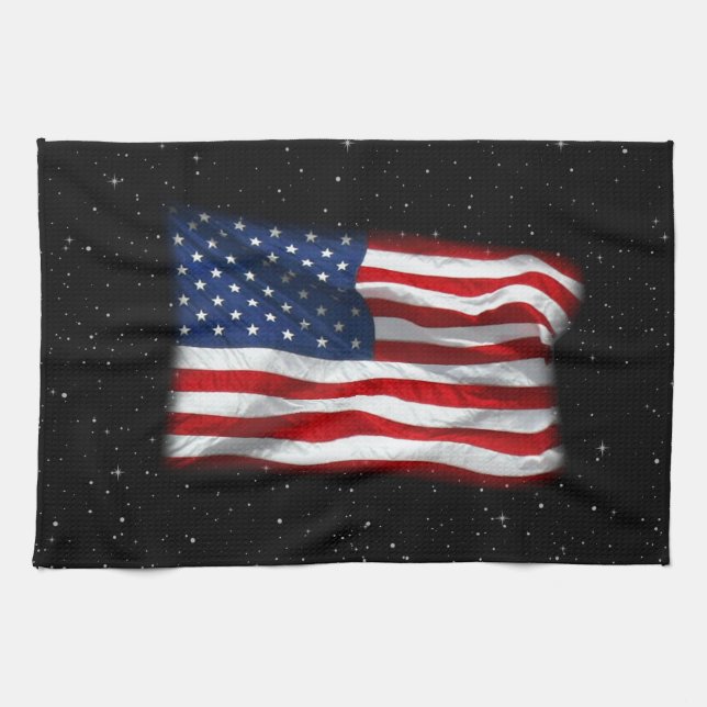 Stars and Stripes USA Patriotic American Flag Kitchen Towel (Horizontal)