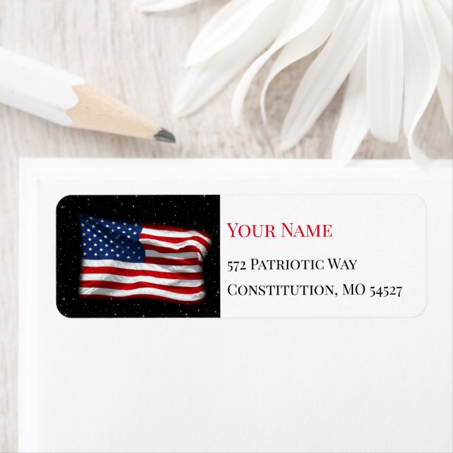 Stars and Stripes USA Patriotic American Flag Label (Insitu)