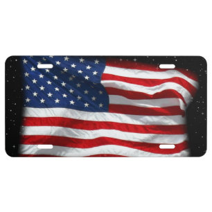 Stars and Stripes USA Patriotic American Flag License Plate