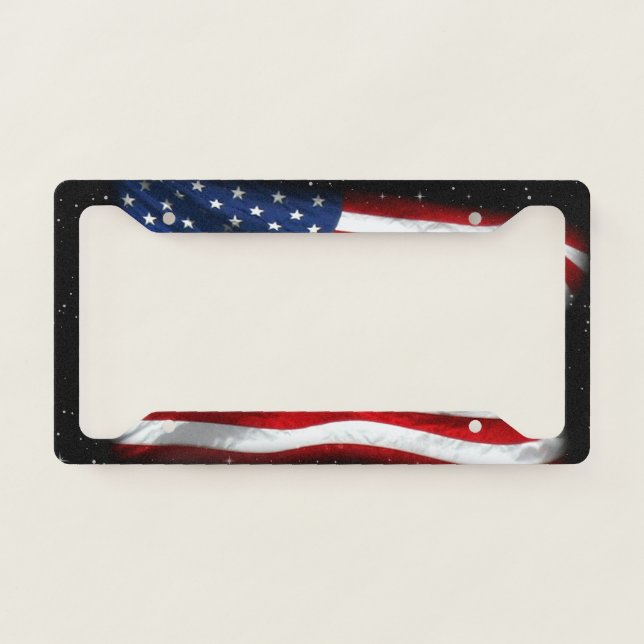 Stars and Stripes USA Patriotic American Flag License Plate Frame (Front)