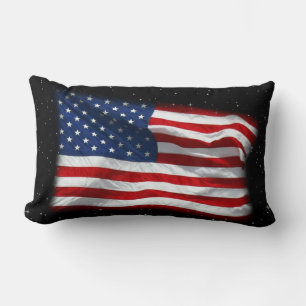 Stars and Stripes USA Patriotic American Flag Lumbar Pillow