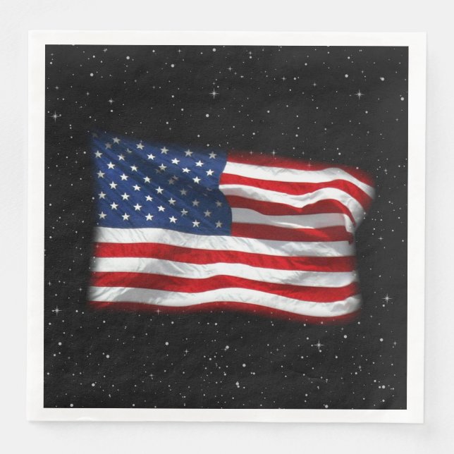 Stars and Stripes USA Patriotic American Flag Paper Dinner Napkins (Front)