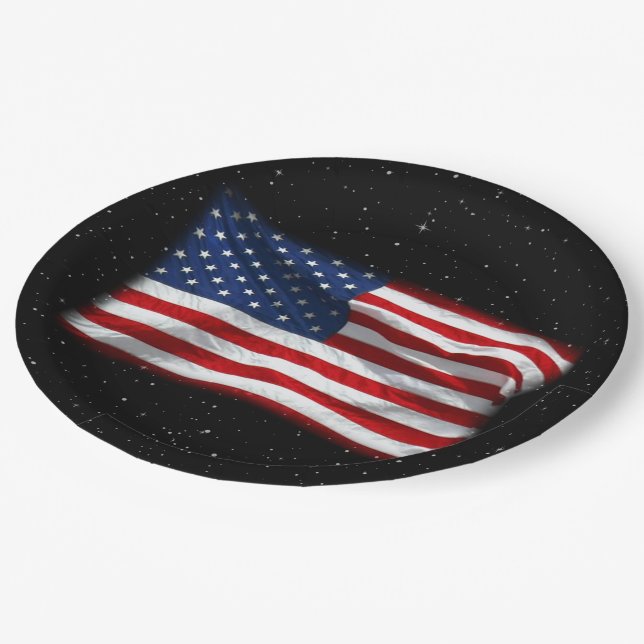 Stars and Stripes USA Patriotic American Flag Paper Plates (Angled)