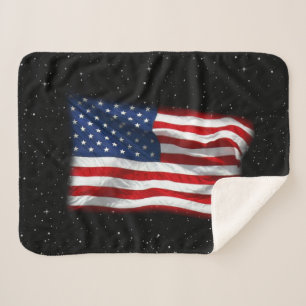 Stars and Stripes USA Patriotic American Flag Sherpa Blanket
