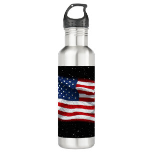 Stars and Stripes USA Patriotic American Flag Stainless Steel Water Bottle
