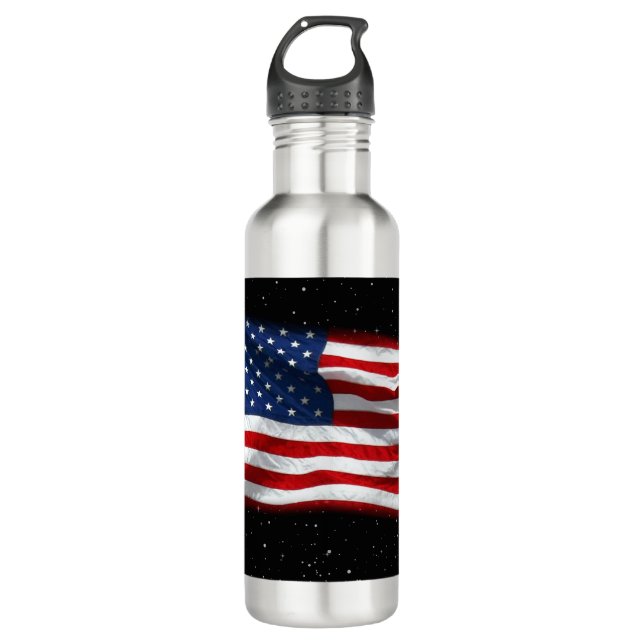 Stars and Stripes USA Patriotic American Flag Stainless Steel Water Bottle (Front)